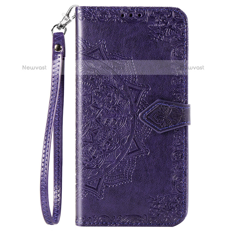 Leather Case Stands Fashionable Pattern Flip Cover Holder S05D for Samsung Galaxy M11 Purple