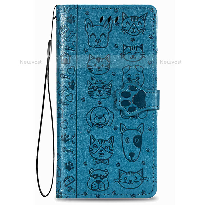 Leather Case Stands Fashionable Pattern Flip Cover Holder S05D for Samsung Galaxy S21 FE 5G Blue