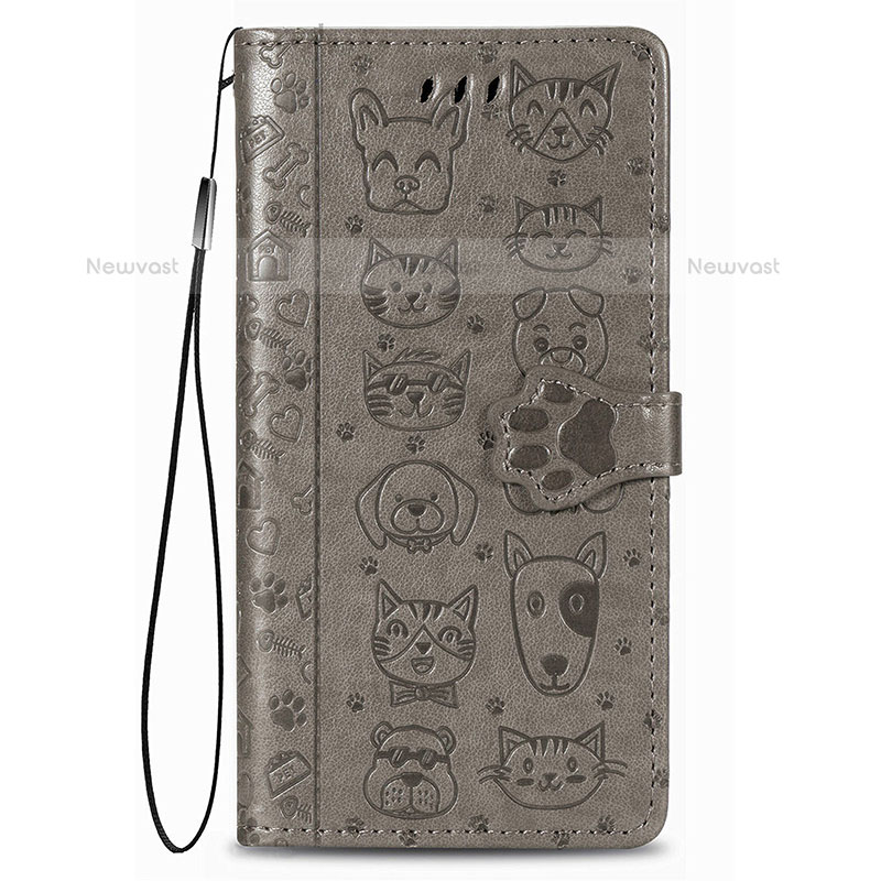 Leather Case Stands Fashionable Pattern Flip Cover Holder S05D for Samsung Galaxy S21 FE 5G Gray