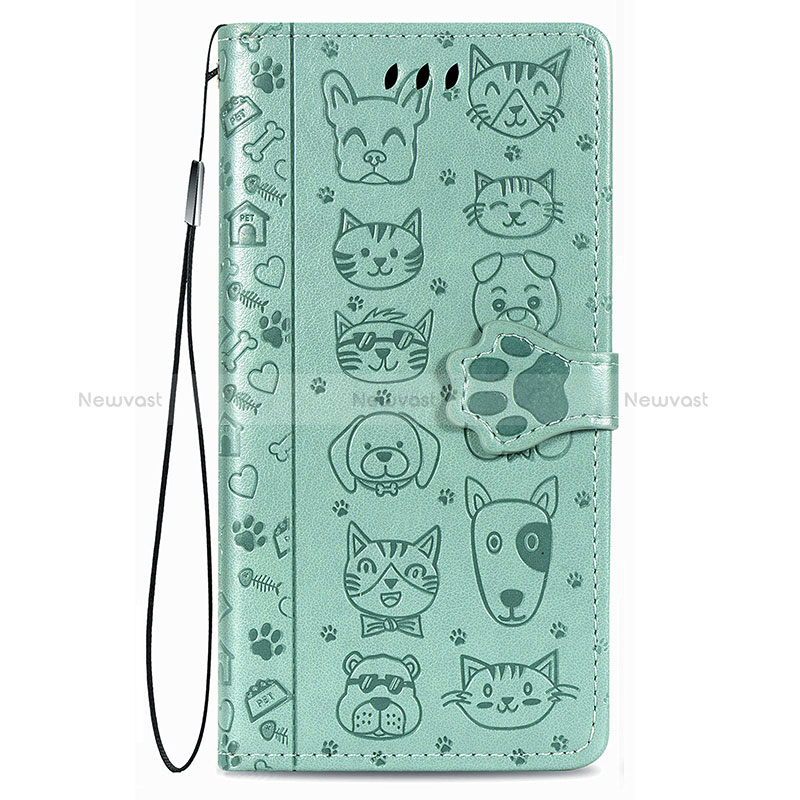 Leather Case Stands Fashionable Pattern Flip Cover Holder S05D for Samsung Galaxy S22 Plus 5G Green