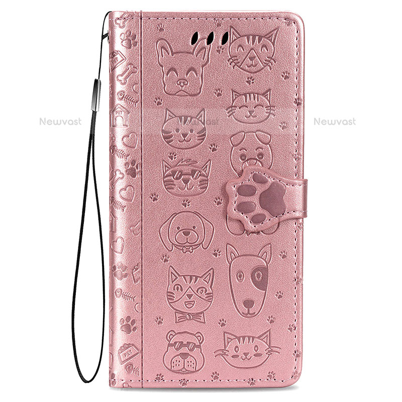Leather Case Stands Fashionable Pattern Flip Cover Holder S05D for Samsung Galaxy S23 Plus 5G Pink