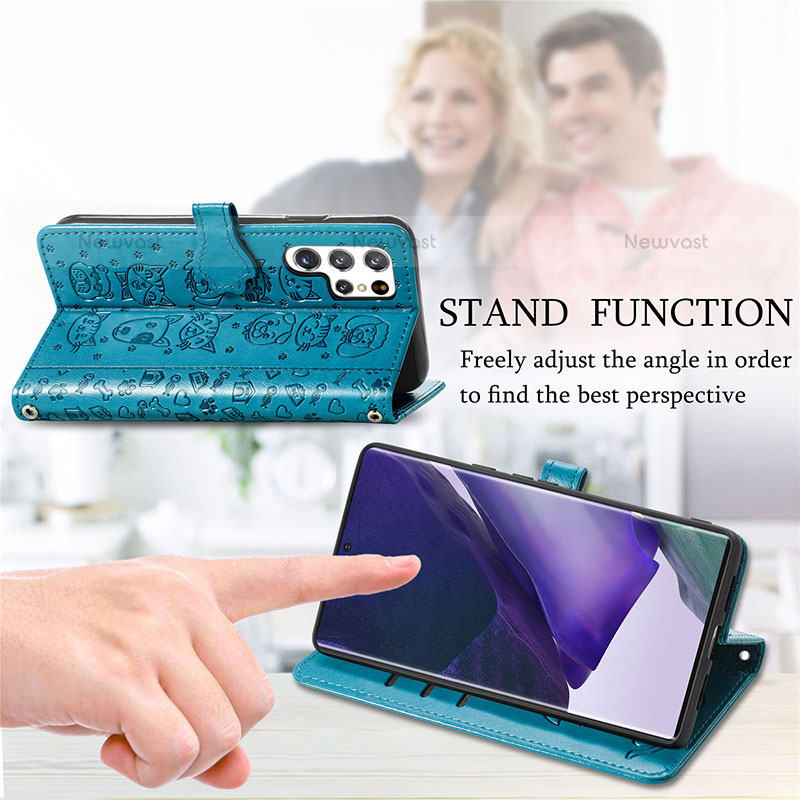 Leather Case Stands Fashionable Pattern Flip Cover Holder S05D for Samsung Galaxy S23 Ultra 5G