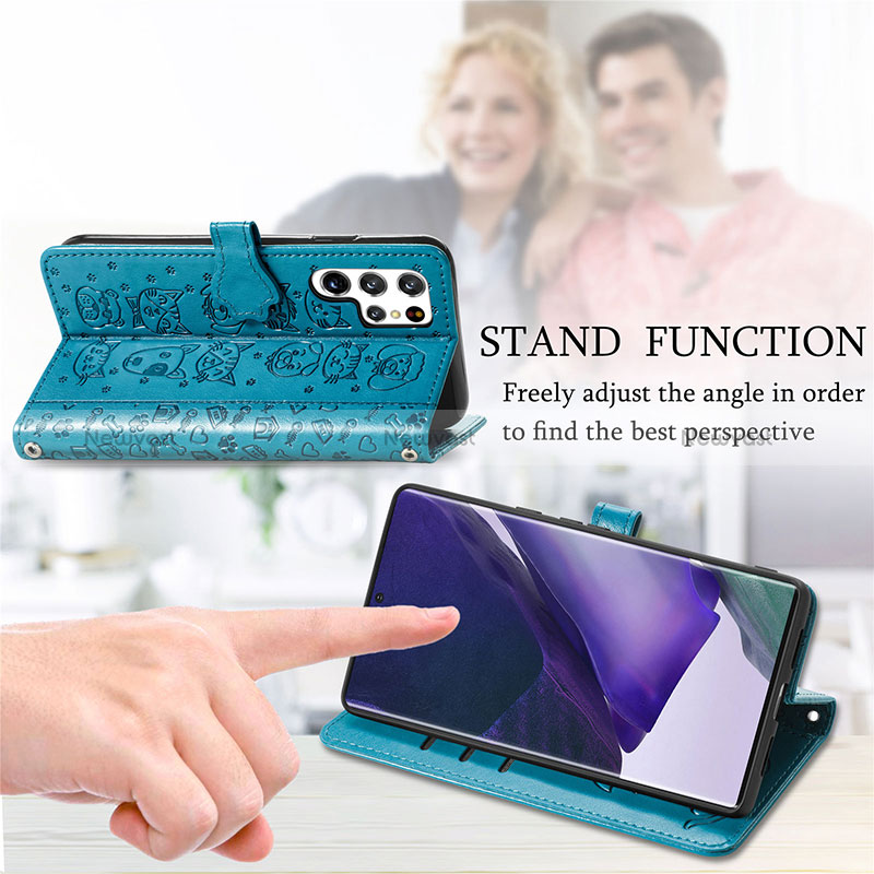 Leather Case Stands Fashionable Pattern Flip Cover Holder S05D for Samsung Galaxy S24 Ultra 5G