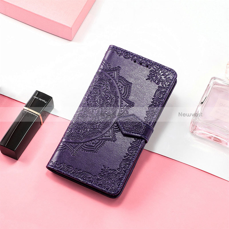 Leather Case Stands Fashionable Pattern Flip Cover Holder S05D for Xiaomi Redmi 12C 4G Purple