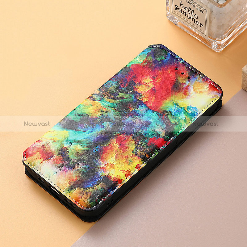 Leather Case Stands Fashionable Pattern Flip Cover Holder S06D for Google Pixel 5a 5G