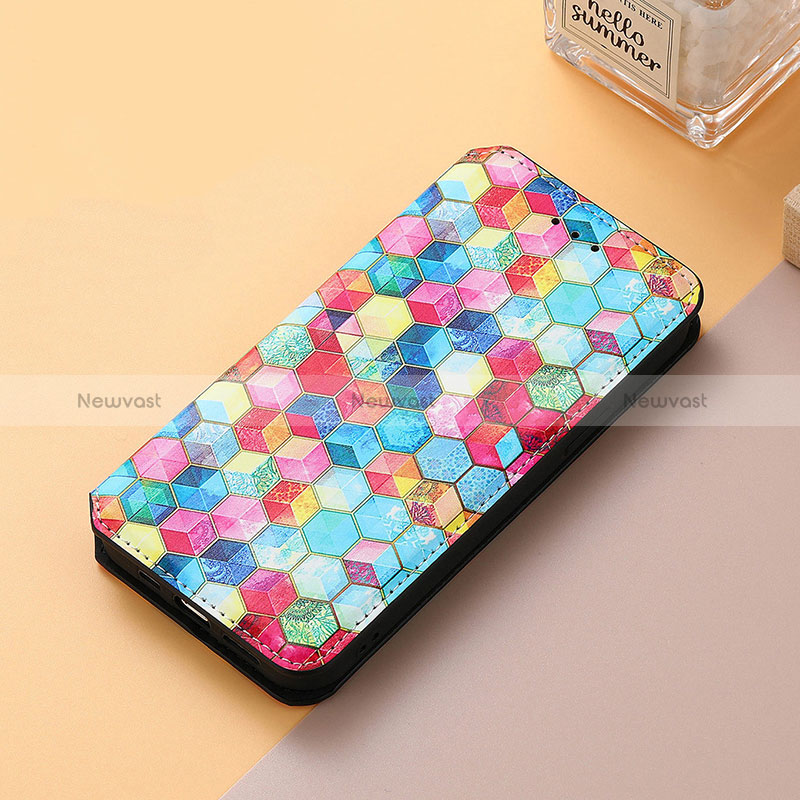 Leather Case Stands Fashionable Pattern Flip Cover Holder S06D for Google Pixel 6 5G