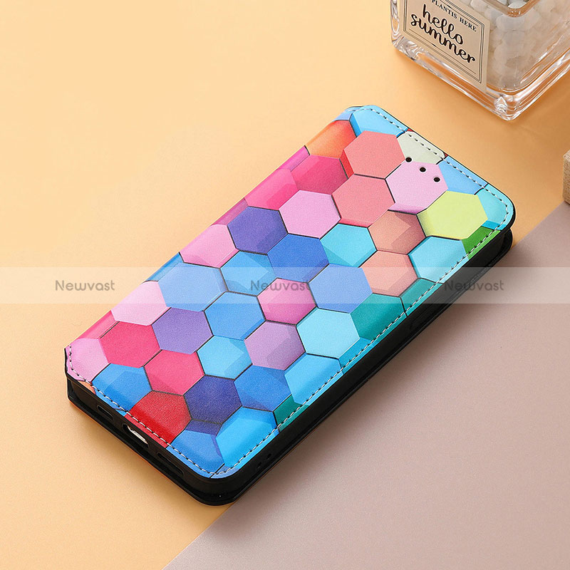 Leather Case Stands Fashionable Pattern Flip Cover Holder S06D for Google Pixel 6 Pro 5G