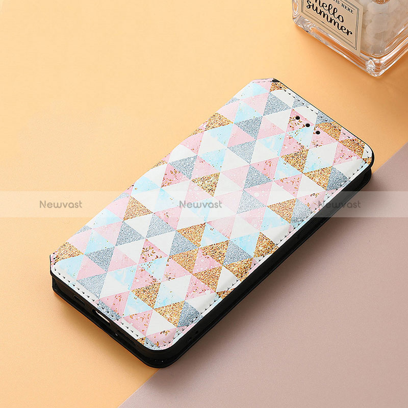 Leather Case Stands Fashionable Pattern Flip Cover Holder S06D for Google Pixel 7 Pro 5G White