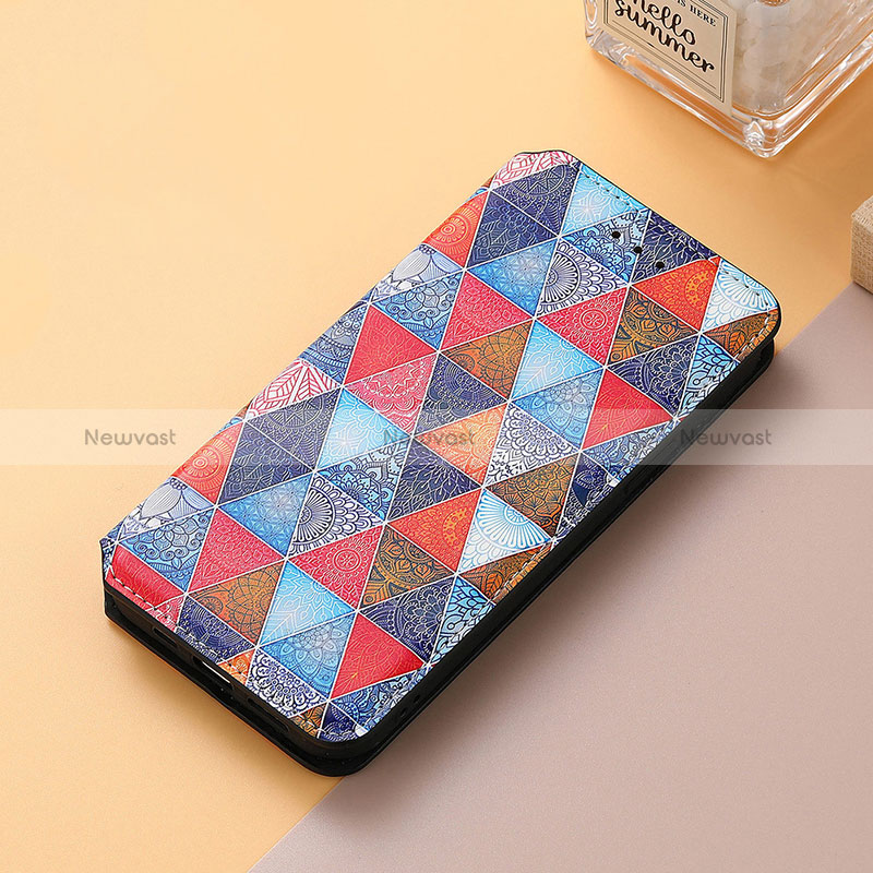 Leather Case Stands Fashionable Pattern Flip Cover Holder S06D for Huawei Honor 60 5G