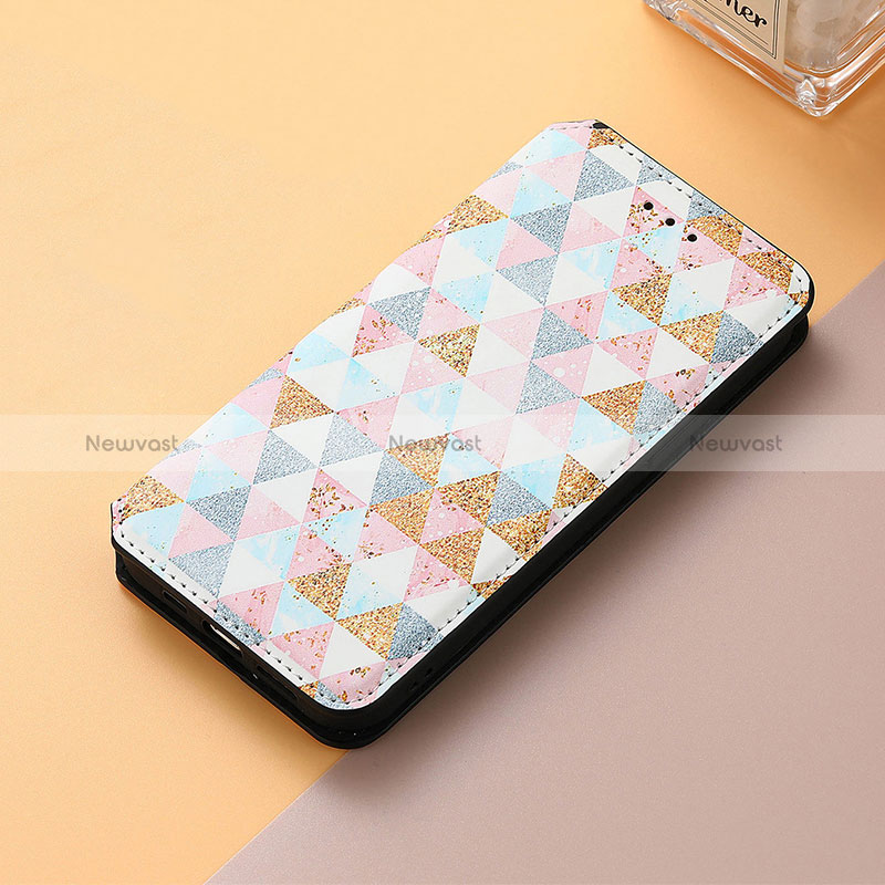 Leather Case Stands Fashionable Pattern Flip Cover Holder S06D for Huawei Honor 60 Pro 5G White