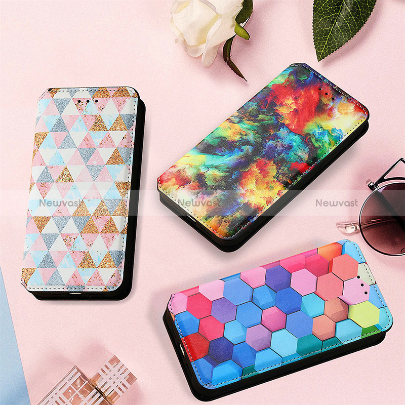 Leather Case Stands Fashionable Pattern Flip Cover Holder S06D for Huawei Honor 60 SE 5G