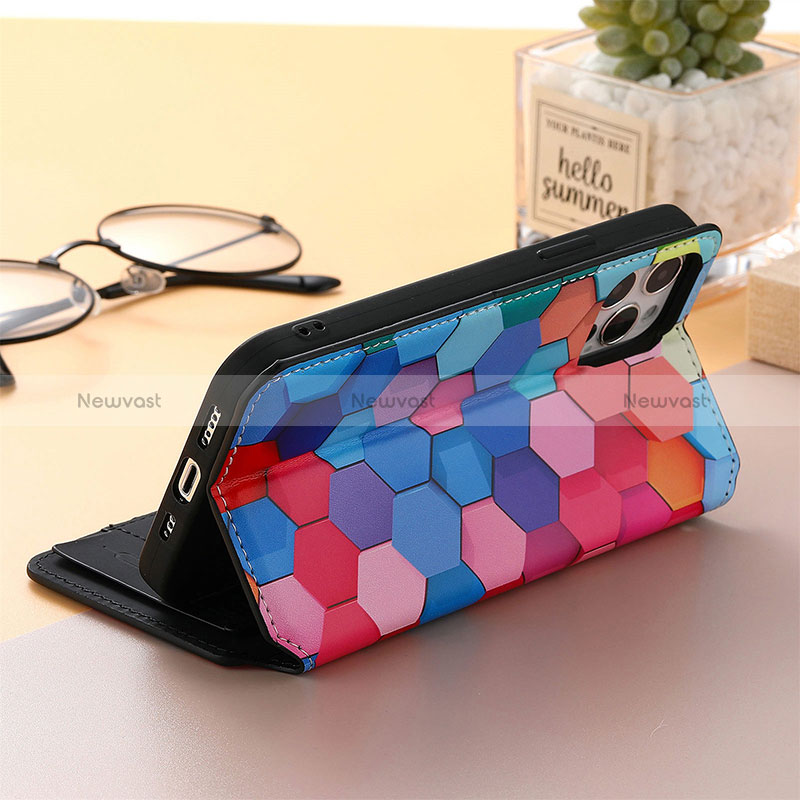 Leather Case Stands Fashionable Pattern Flip Cover Holder S06D for Huawei Honor 60 SE 5G