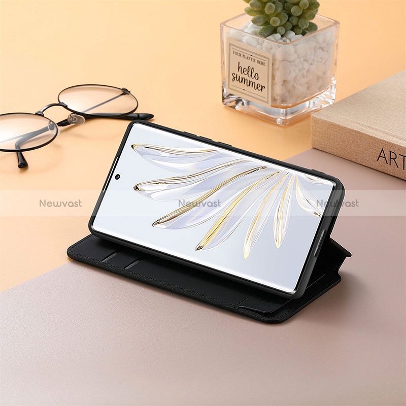 Leather Case Stands Fashionable Pattern Flip Cover Holder S06D for Huawei Honor 70 5G