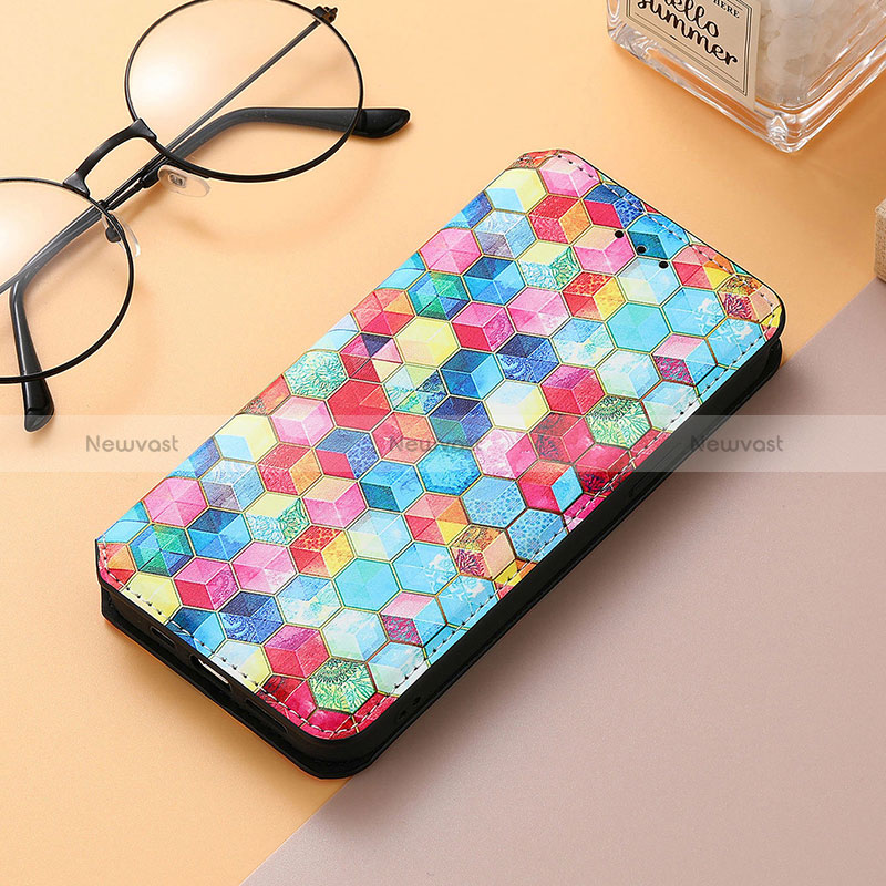 Leather Case Stands Fashionable Pattern Flip Cover Holder S06D for Huawei Honor 80 5G