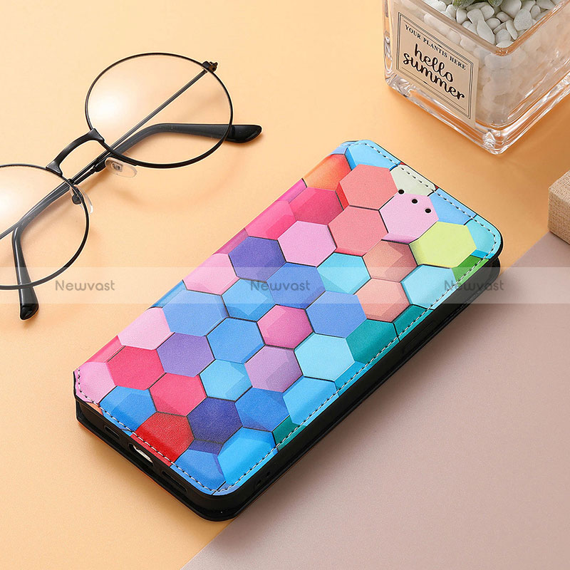 Leather Case Stands Fashionable Pattern Flip Cover Holder S06D for Huawei Honor 80 5G Colorful