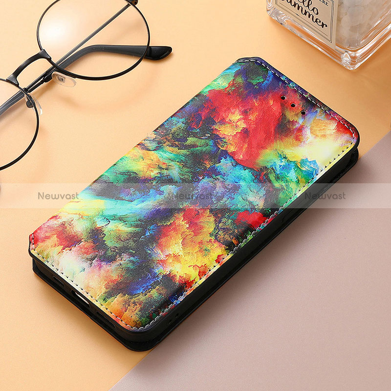 Leather Case Stands Fashionable Pattern Flip Cover Holder S06D for Huawei Honor 80 Pro 5G