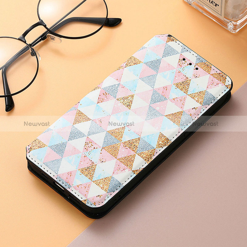 Leather Case Stands Fashionable Pattern Flip Cover Holder S06D for Huawei Honor 80 SE 5G