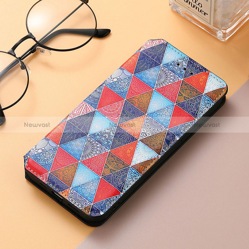 Leather Case Stands Fashionable Pattern Flip Cover Holder S06D for Huawei Honor 80 SE 5G