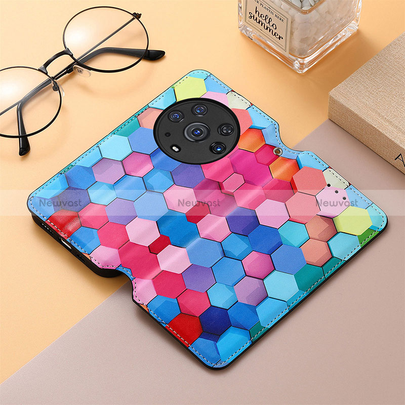 Leather Case Stands Fashionable Pattern Flip Cover Holder S06D for Huawei Honor Magic3 Pro 5G