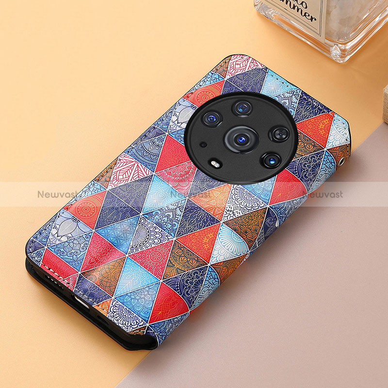 Leather Case Stands Fashionable Pattern Flip Cover Holder S06D for Huawei Honor Magic3 Pro 5G