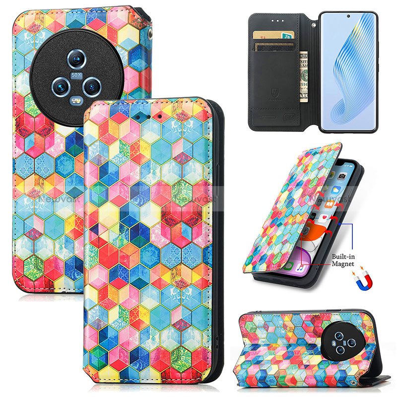 Leather Case Stands Fashionable Pattern Flip Cover Holder S06D for Huawei Honor Magic5 5G