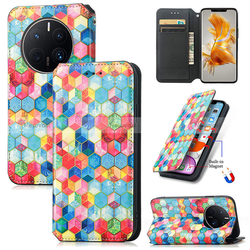 Leather Case Stands Fashionable Pattern Flip Cover Holder S06D for Huawei Mate 50 Pro