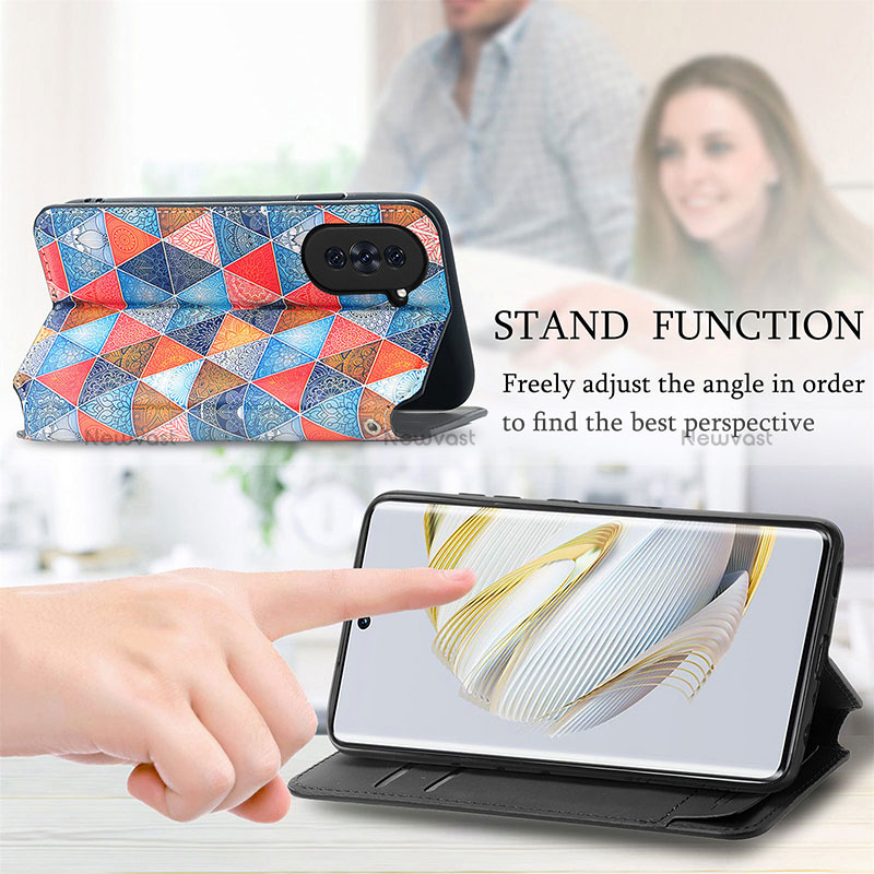 Leather Case Stands Fashionable Pattern Flip Cover Holder S06D for Huawei Nova 10