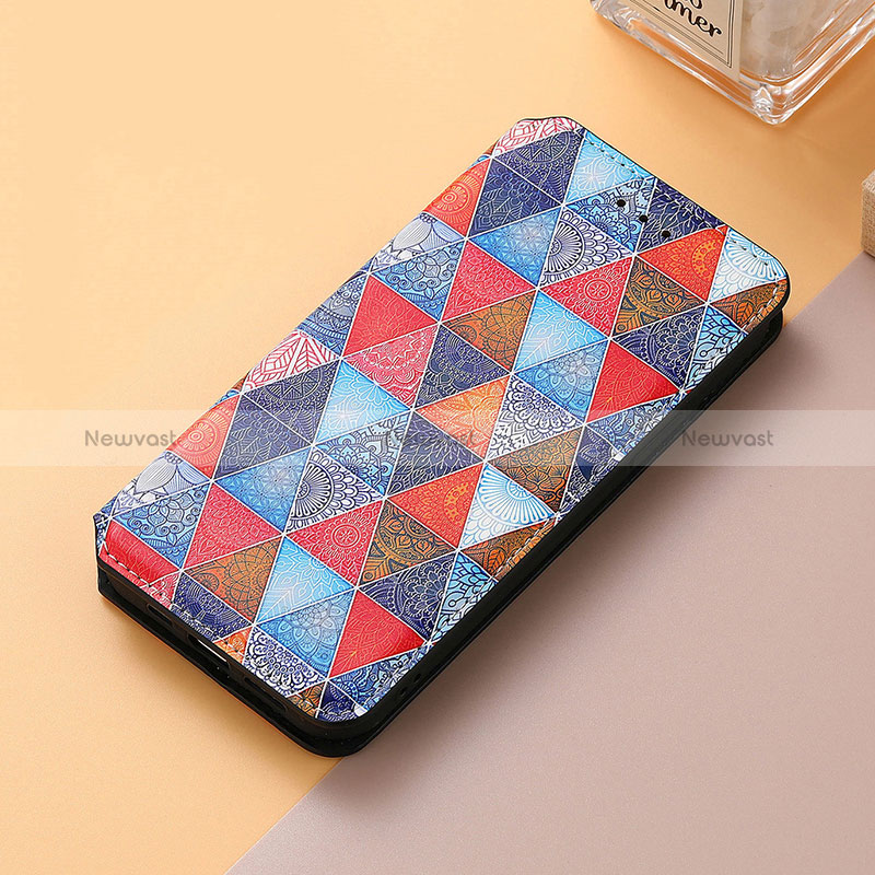 Leather Case Stands Fashionable Pattern Flip Cover Holder S06D for Huawei Nova 10 Brown