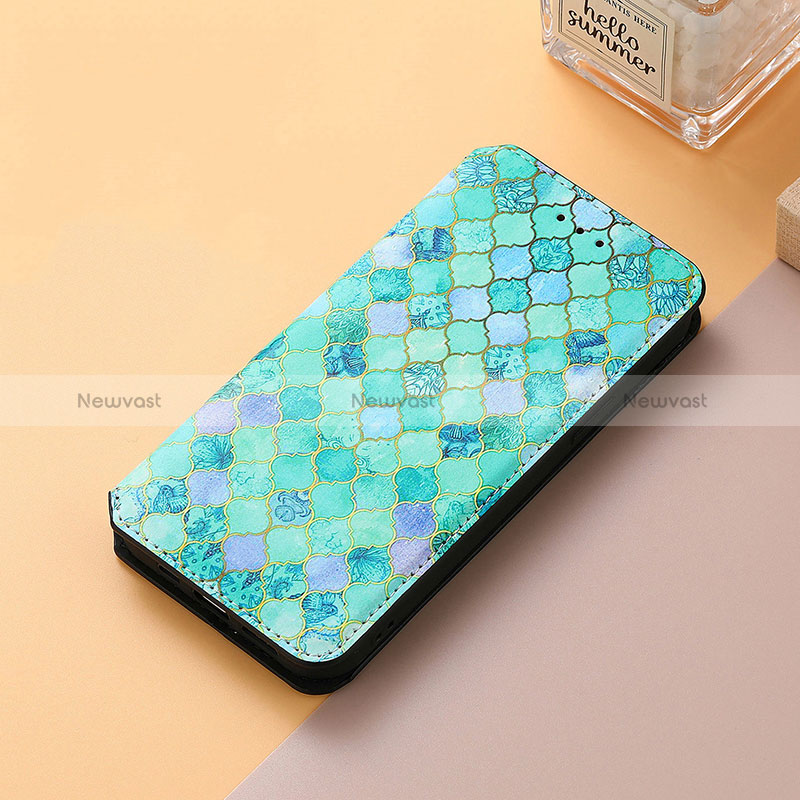 Leather Case Stands Fashionable Pattern Flip Cover Holder S06D for Huawei Nova 10 Green