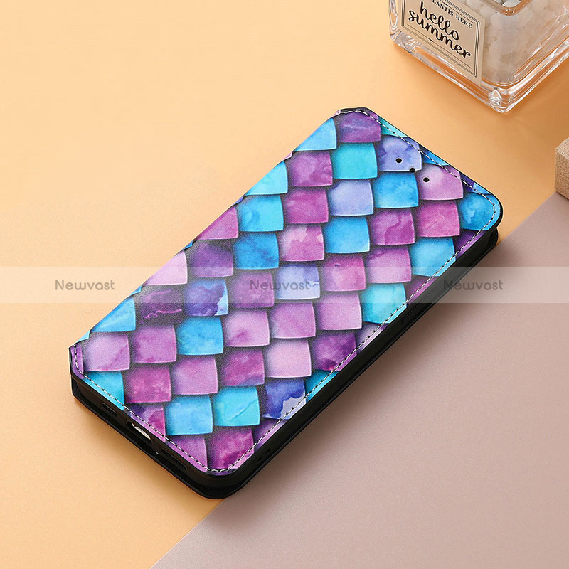 Leather Case Stands Fashionable Pattern Flip Cover Holder S06D for Huawei Nova 10 Purple