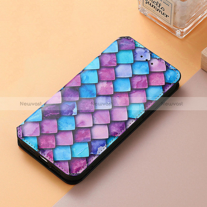 Leather Case Stands Fashionable Pattern Flip Cover Holder S06D for Huawei P Smart Z (2019) Purple