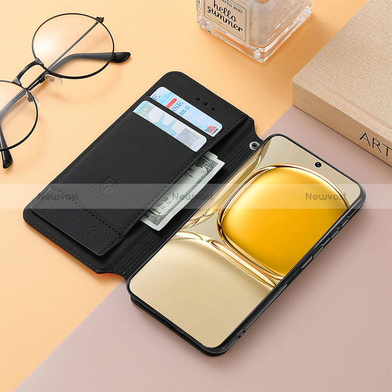 Leather Case Stands Fashionable Pattern Flip Cover Holder S06D for Huawei P50 Pro