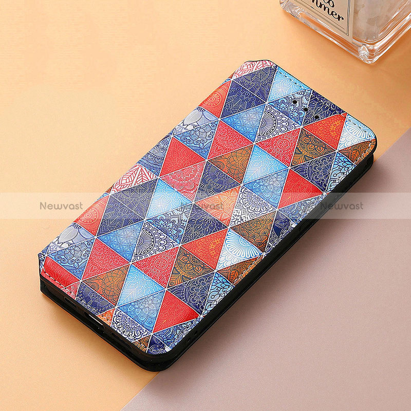 Leather Case Stands Fashionable Pattern Flip Cover Holder S06D for Huawei Y9 Prime (2019) Brown