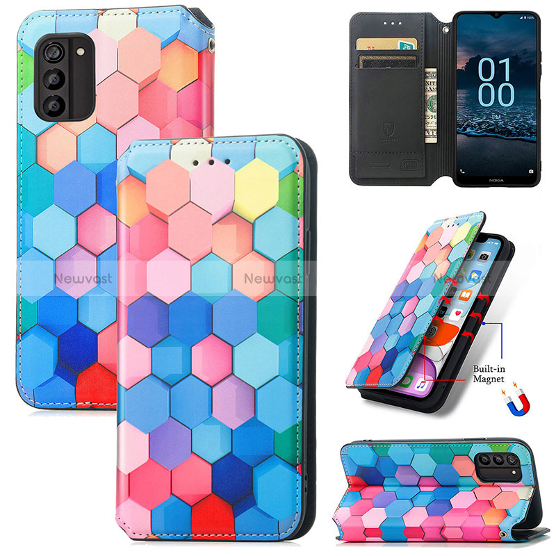 Leather Case Stands Fashionable Pattern Flip Cover Holder S06D for Nokia G100