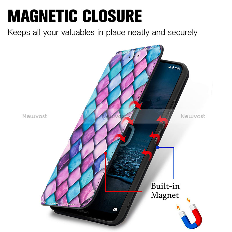 Leather Case Stands Fashionable Pattern Flip Cover Holder S06D for Nokia G100