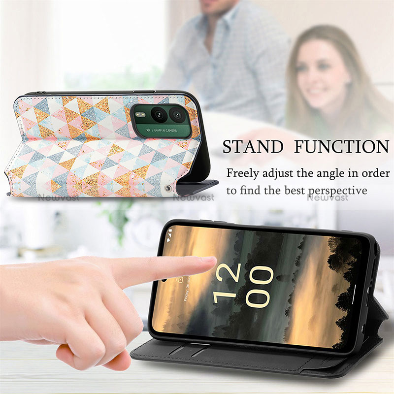 Leather Case Stands Fashionable Pattern Flip Cover Holder S06D for Nokia XR21