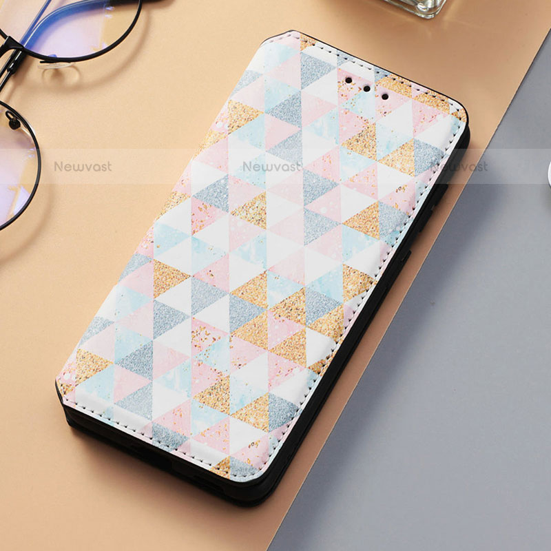 Leather Case Stands Fashionable Pattern Flip Cover Holder S06D for Samsung Galaxy S21 5G