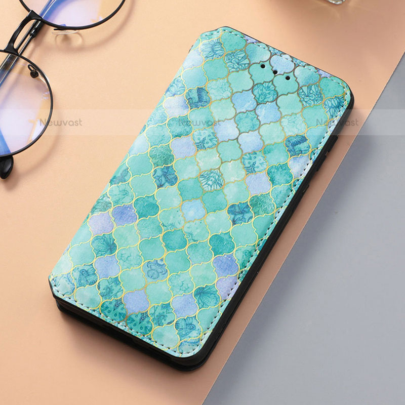 Leather Case Stands Fashionable Pattern Flip Cover Holder S06D for Samsung Galaxy S21 5G