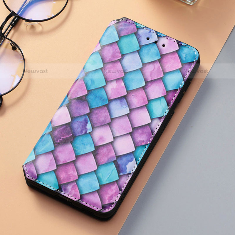 Leather Case Stands Fashionable Pattern Flip Cover Holder S06D for Samsung Galaxy S21 FE 5G