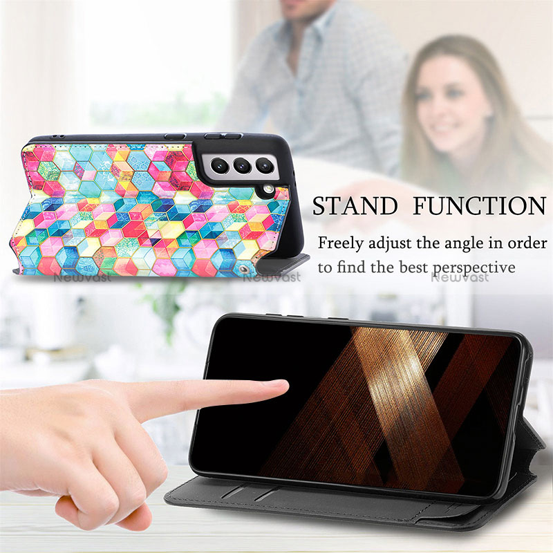 Leather Case Stands Fashionable Pattern Flip Cover Holder S06D for Samsung Galaxy S24 5G