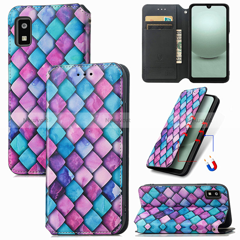 Leather Case Stands Fashionable Pattern Flip Cover Holder S06D for Sharp Aquos wish3