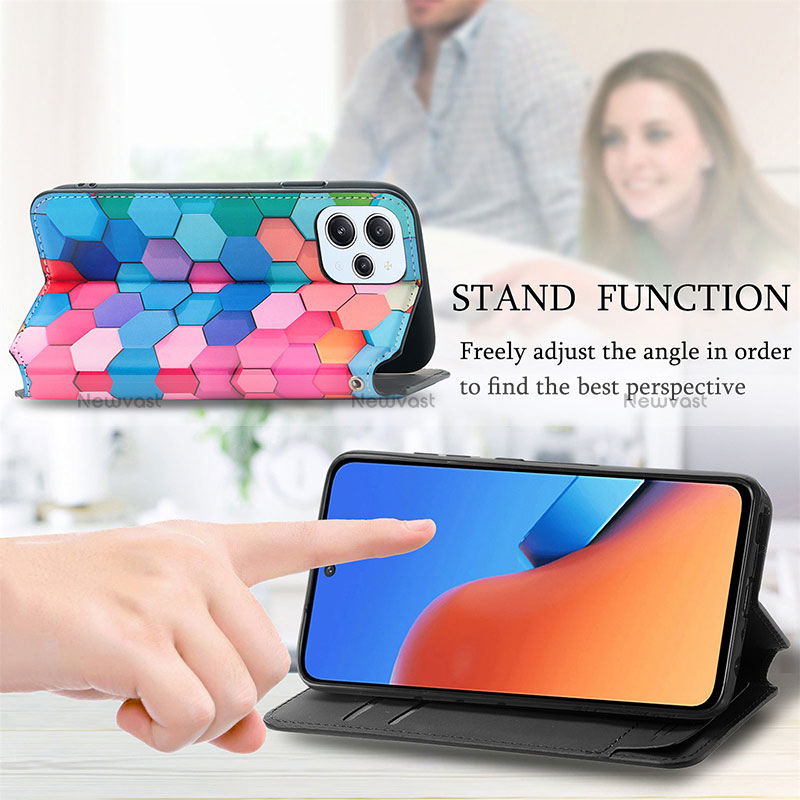 Leather Case Stands Fashionable Pattern Flip Cover Holder S06D for Xiaomi Redmi 12 4G