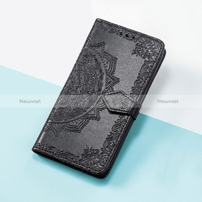 Leather Case Stands Fashionable Pattern Flip Cover Holder S07D for Asus ROG Phone 7 Pro Black