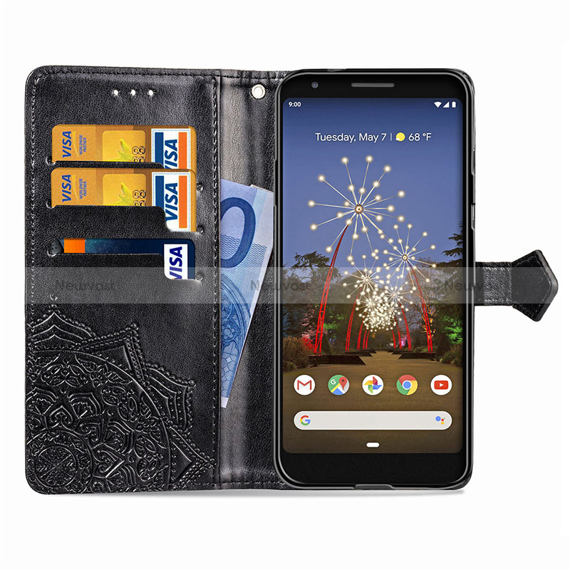 Leather Case Stands Fashionable Pattern Flip Cover Holder S07D for Google Pixel 3a XL