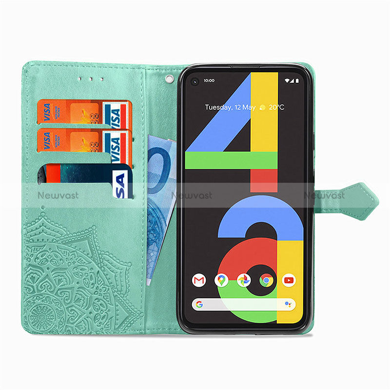 Leather Case Stands Fashionable Pattern Flip Cover Holder S07D for Google Pixel 4a