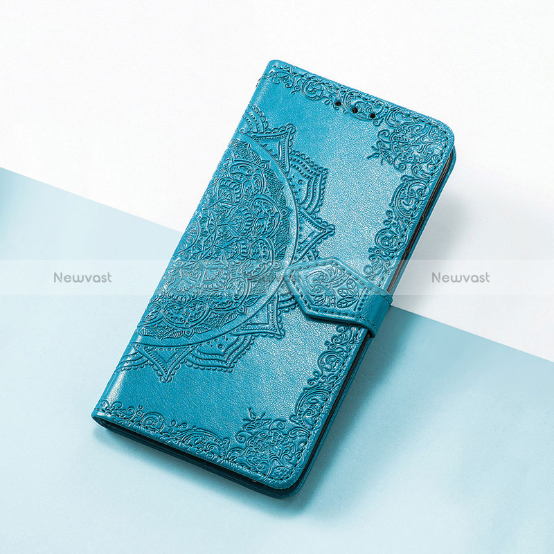 Leather Case Stands Fashionable Pattern Flip Cover Holder S07D for Google Pixel 6a 5G Blue