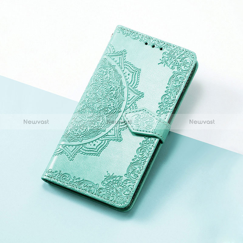 Leather Case Stands Fashionable Pattern Flip Cover Holder S07D for Google Pixel 7 Pro 5G Green