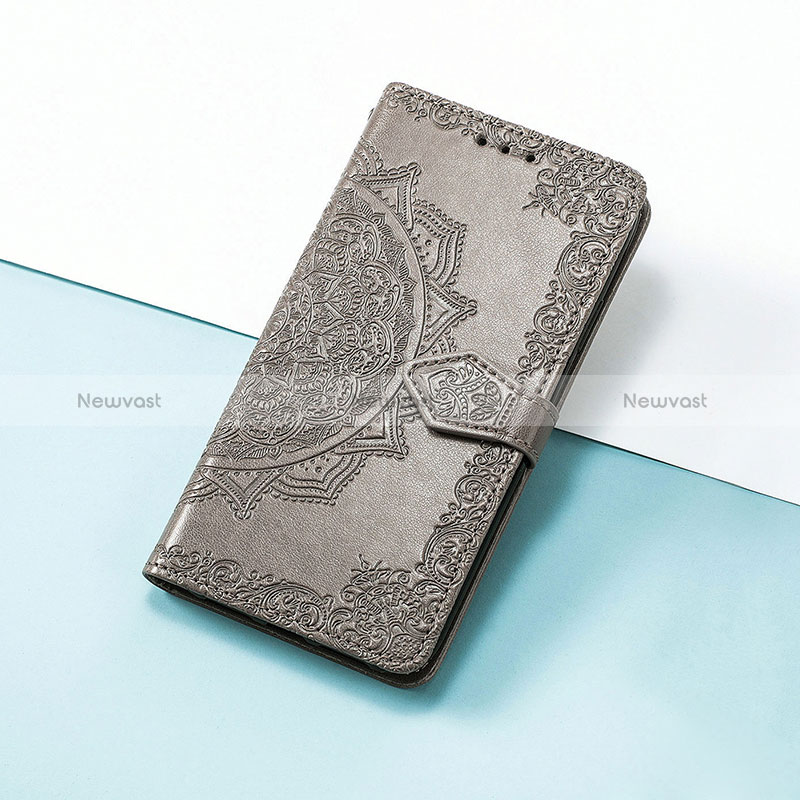 Leather Case Stands Fashionable Pattern Flip Cover Holder S07D for Huawei Enjoy 50z Gray