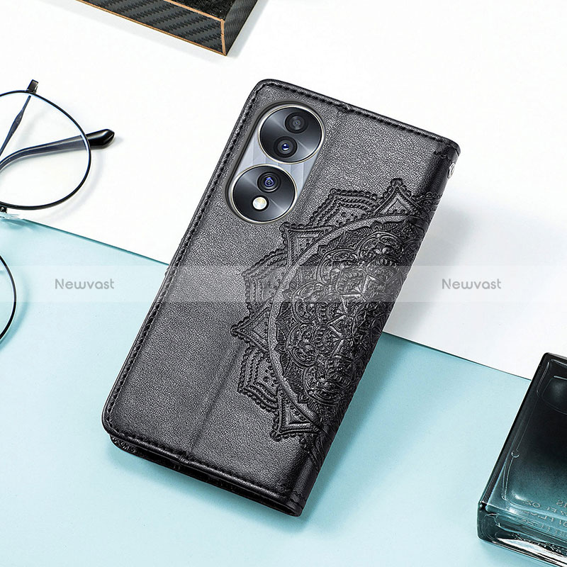 Leather Case Stands Fashionable Pattern Flip Cover Holder S07D for Huawei Honor 70 5G