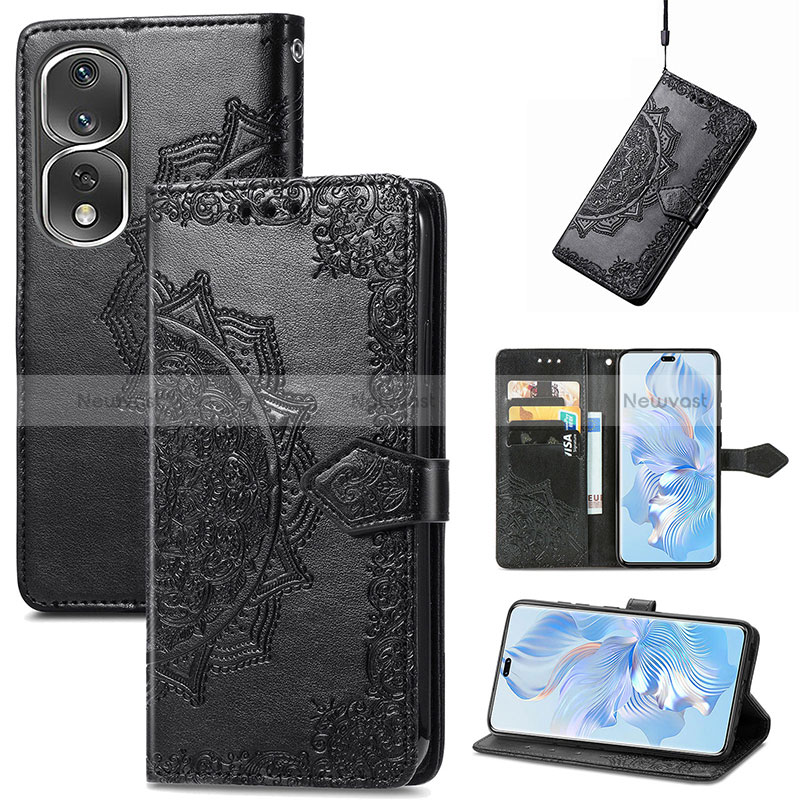 Leather Case Stands Fashionable Pattern Flip Cover Holder S07D for Huawei Honor 80 Pro 5G